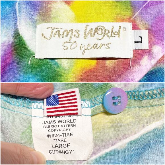 JAMS WORLD 2014 Limited Edition 50 Years Tiare Pastel Rainbow Shirt W624 Size L - Picture 9 of 9